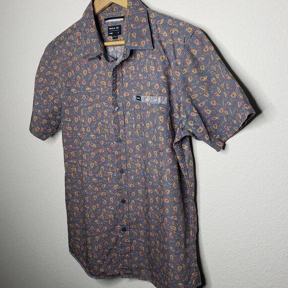RVCA Men's Sz S Floral Patterned Short Sleeve Button Up Shirt - Picture 2 of 5